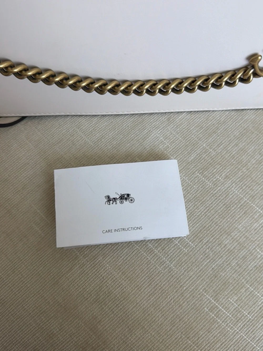 Coach White Leather Crossbody with Gold Chain